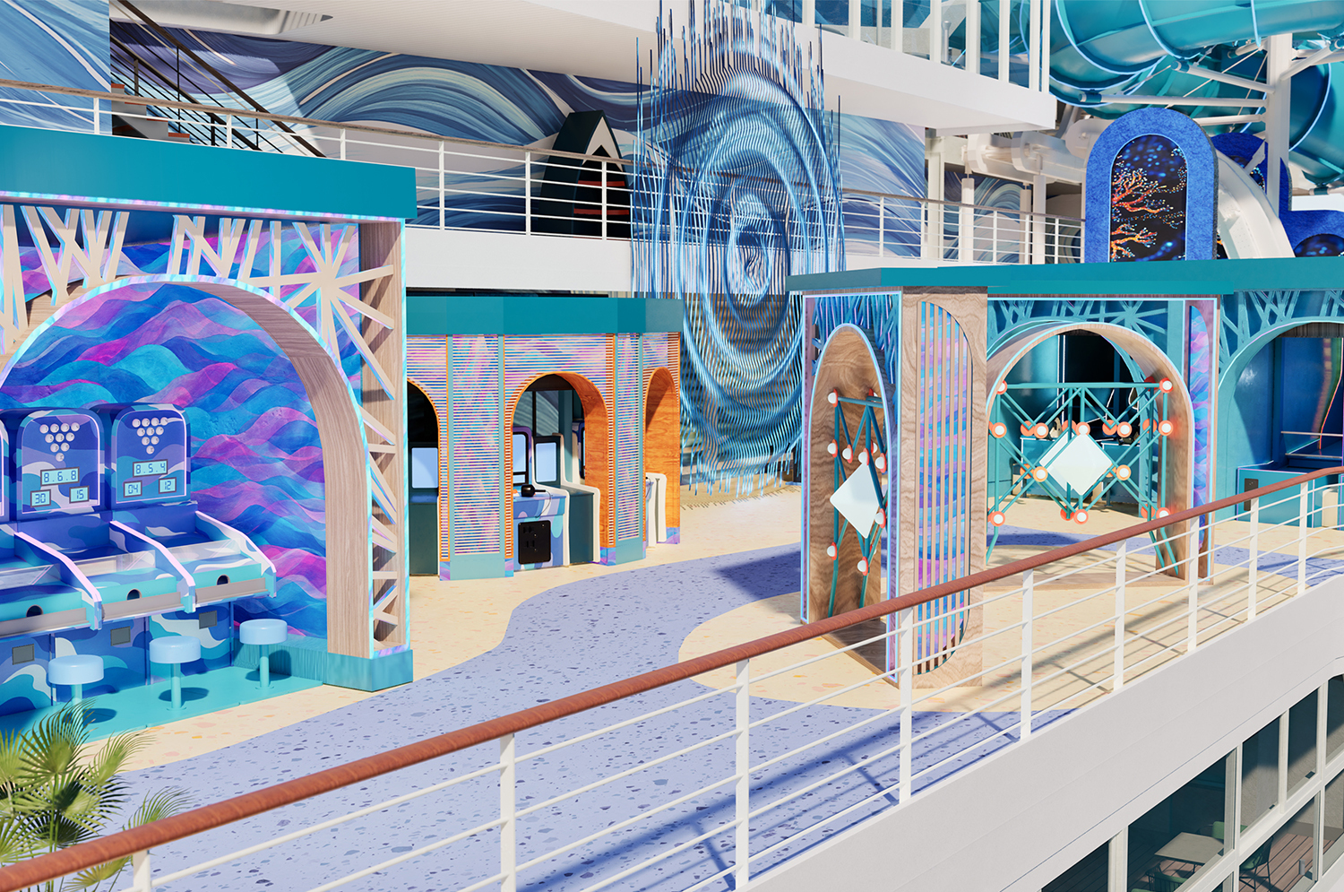 Norwegian Aura’s Ocean Heights™ will feature an amusement park-style outdoor area, the Aura Midway, where friends and families will enjoy a variety of carnival games.