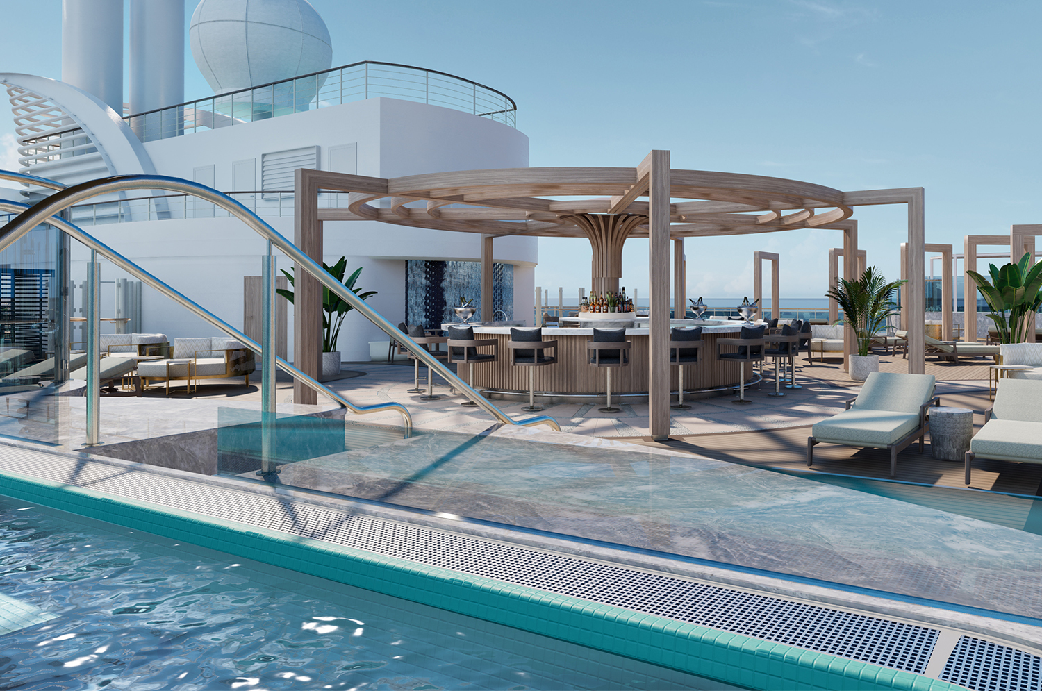 Norwegian Aura™ will offer an expanded Vibe Beach Club, the signature NCL adults-only outdoor lounge area, making it the largest in NCL’s fleet.
