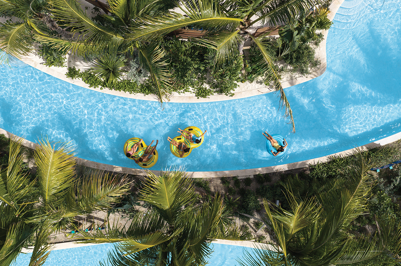 Guests at Great Tides Waterpark can float down the 800-feet-long Wandering River and enjoy a pit stop at the swim-up Floataway Bar.